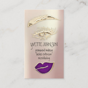 Carte De Visite Lash Brow Maquillage permanent QRCode Gold Purple 