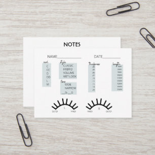 Carte De Visite Lash Client Record Card