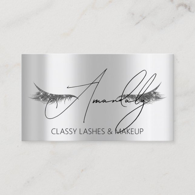 Carte De Visite Lash de maquillage Lash QR LOGO Microblade Silver  (Devant)