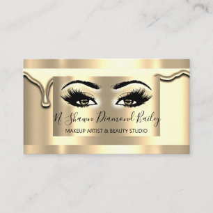 Carte De Visite Lash de maquillage professionnel Or encadré modern