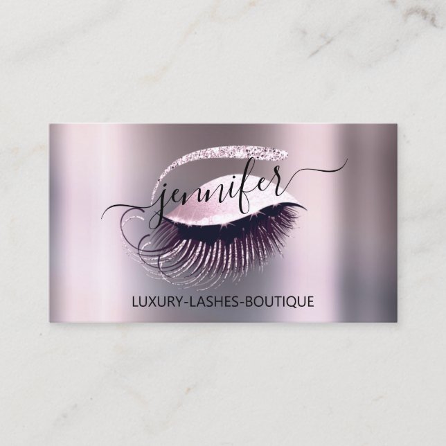 Carte De Visite Lash de maquillage professionnel QR Code rose Smok (Devant)