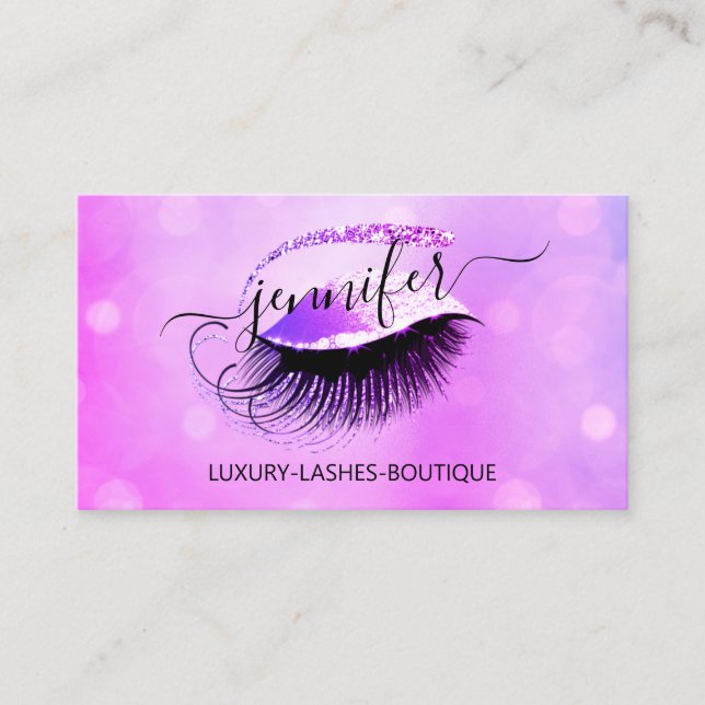 Carte De Visite Lash de maquillage professionnel QR Code yeux rose (Devant)
