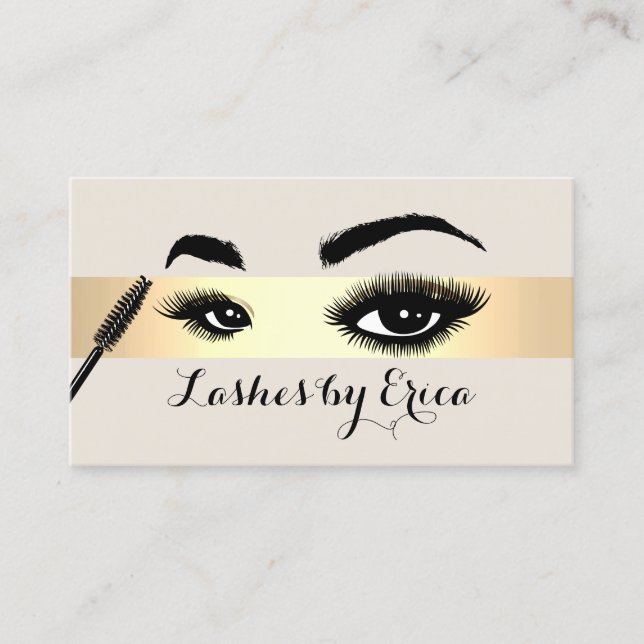 Carte De Visite Lash Extensions Maquillage Artiste Gold Stripe Sal (Devant)