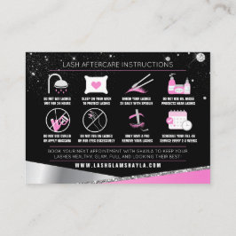 Carte De Visite Lash Extensions post-soins Glam Diamants roses