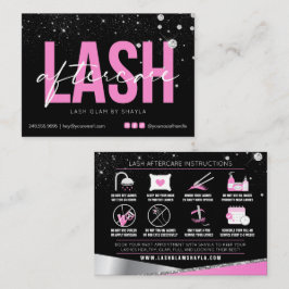 Carte De Visite Lash Extensions post-soins Glam Diamants roses Bus