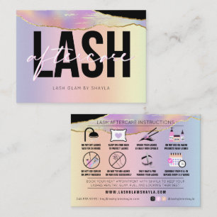 Carte De Visite Lash Extensions post-soins Holographique Arc-en-ci
