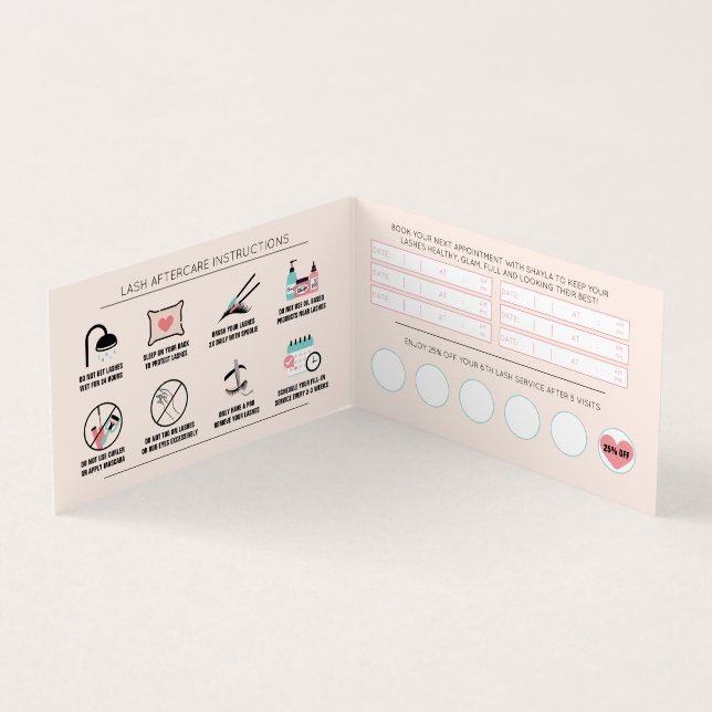 Carte De Visite Lash Instructions et Nomination Loyauté (Intérieur)
