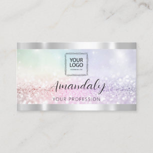 Carte De Visite Lash Nails QRCode Logo Parties scintillant élégant