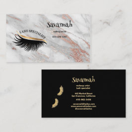Carte De Visite Lash Spécialiste Lashes Oeil Monogramme Marbre