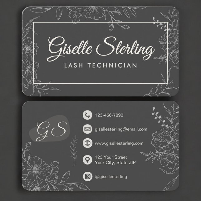 Carte De Visite Lash Technician Floral (Créateur téléchargé)