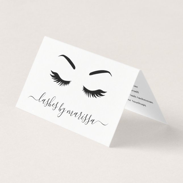 Carte De Visite Lashes Afcare minimaliste noir et blanc (Devant)