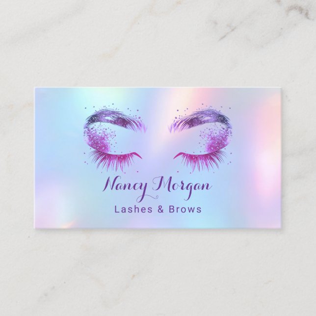 Carte De Visite lashes and brows holographic unicorn rainbow (Devant)