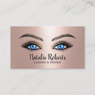 Carte De Visite Lashes Artiste maquillage Blue Eyes Salon Rose Gol
