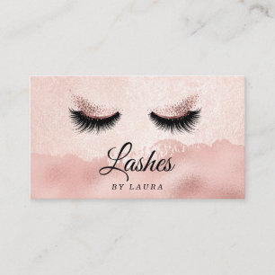 Carte De Visite Lashes Artiste maquillage Faux feuille d'or rose