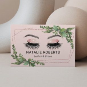 Carte De Visite Lashes Artiste maquillage Géométrique Verdure rose