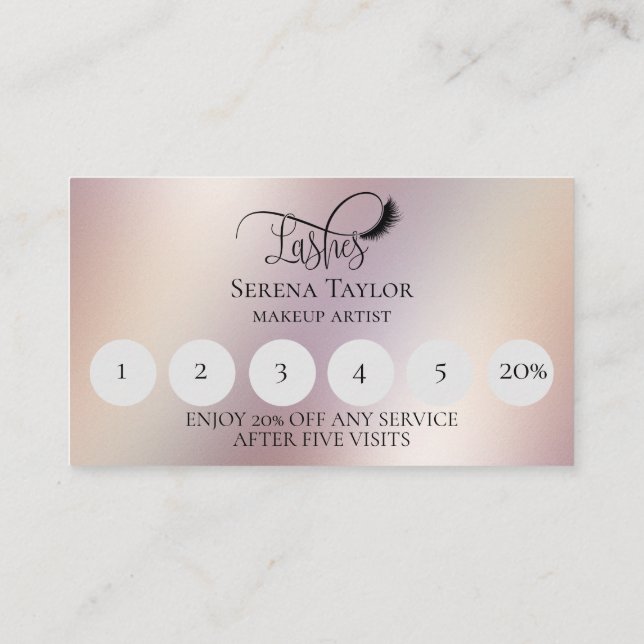 Carte De Visite Lashes Beauté Maquillage Fille Lash Holographique  (Dos)