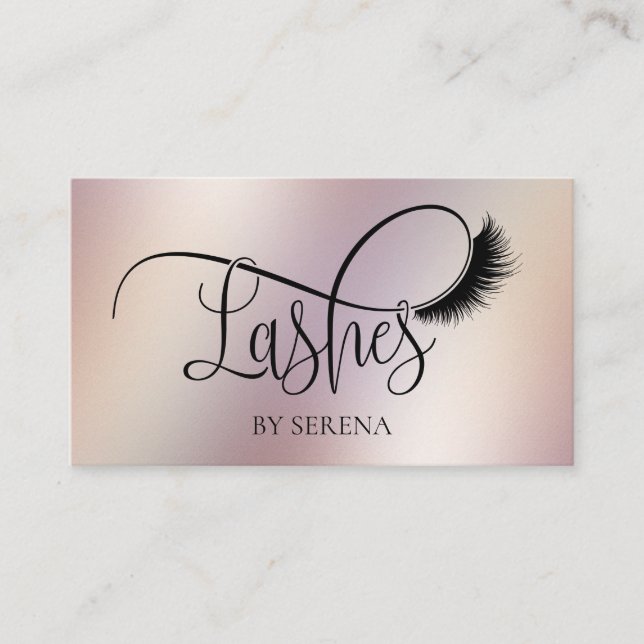 Carte De Visite Lashes Beauty Maquillage Girl Lash Holographic Foi (Devant)