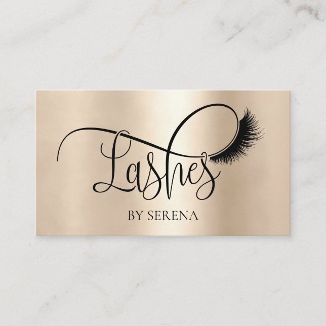 Carte De Visite Lashes Beauty Maquillage Girl Lash Or feuille (Devant)