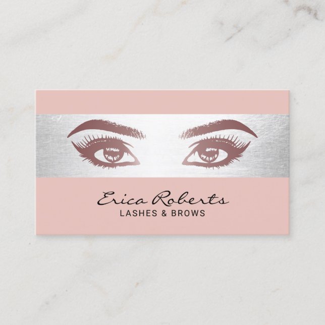 Carte De Visite Lashes Bros maquillage Artiste Rose Gold Beauty Sa (Devant)