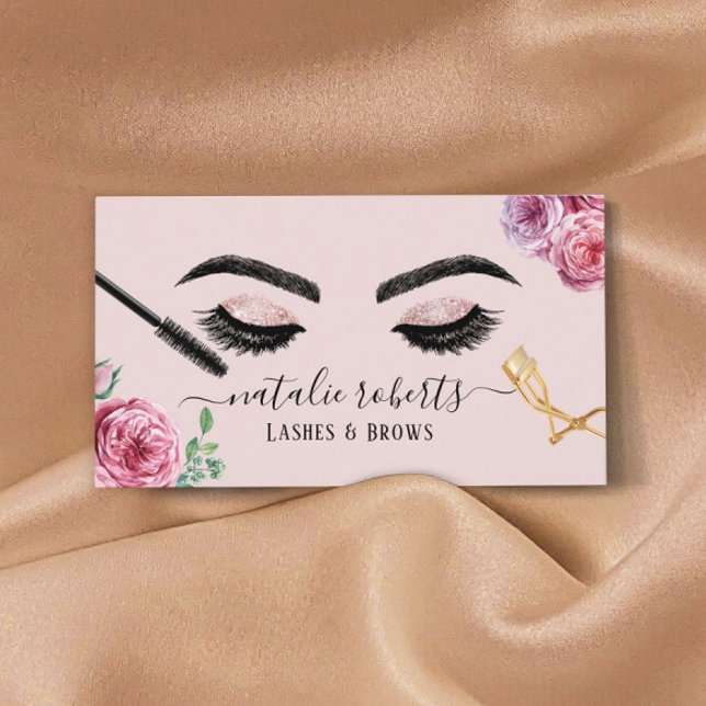 Carte De Visite Lashes Brosse Artiste maquillage Blush Floral Eyel (Créateur téléchargé)