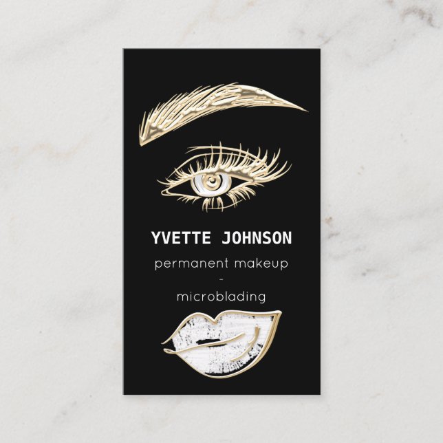 Carte De Visite Lashes Brosses logo maquillage QR Code Lips Kiss (Devant)