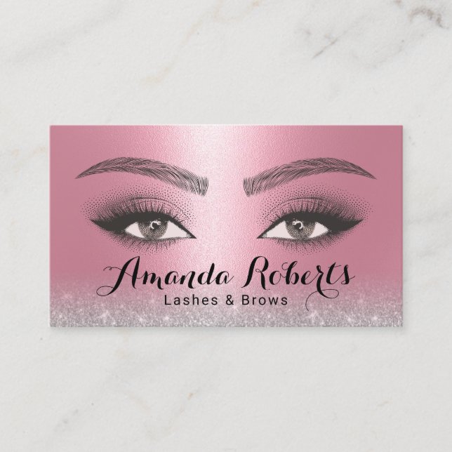 Carte De Visite Lashes & Brosses Microbling Salon Moderne Rose (Devant)