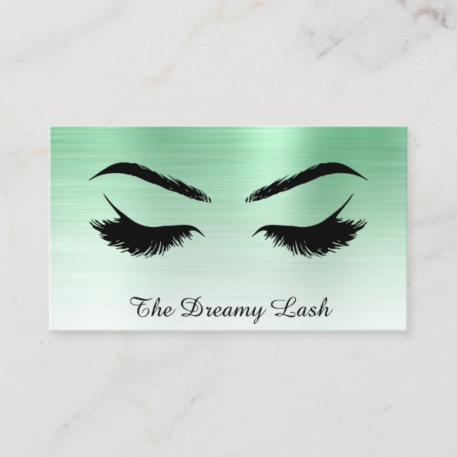 Carte De Visite *~* Lashes Brows Extensions QR Mint métallique (Devant)