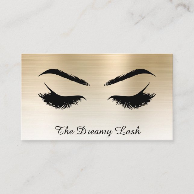 Carte De Visite *~* Lashes Brows Extensions QR OR métallique (Devant)