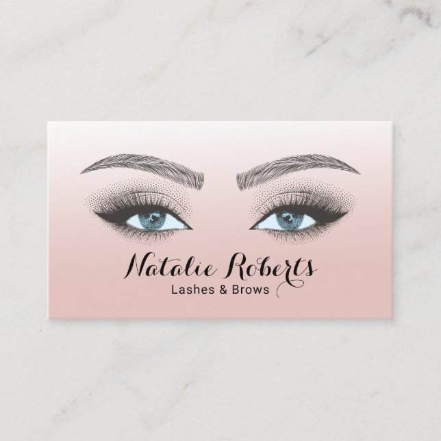 Carte De Visite Lashes Brows Microblading Beauty Salon Blush Rose  (Devant)