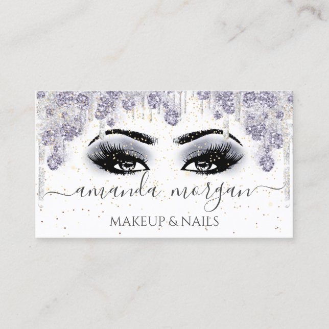 Carte De Visite Lashes Coiffeur maquillage Artiste gris fumé (Devant)