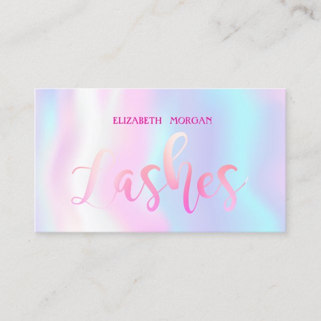 Carte De Visite Lashes Élégants, Artiste maquillage Holographique (Devant)