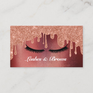 Carte De Visite Lashes et Brows Élégant Script Gold Maquillage B