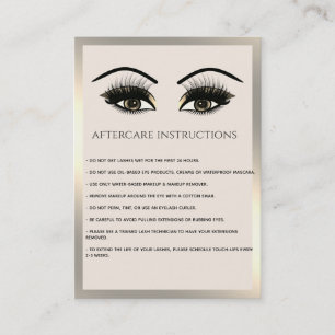 Carte De Visite Lashes Extension Aftercare Instructions luxe