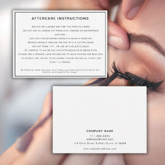 Carte De Visite Lashes Extensions après l'entretien Instructions M