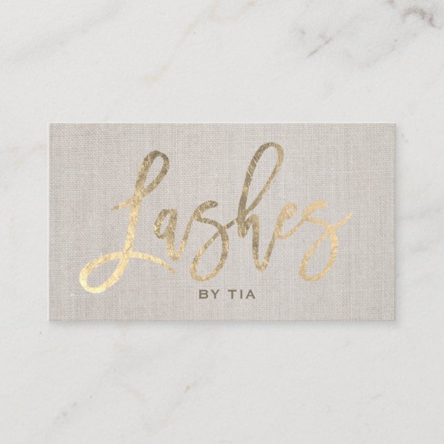 Carte De Visite Lashes Eyelash Artiste maquillage Typographie D'Or (Devant)