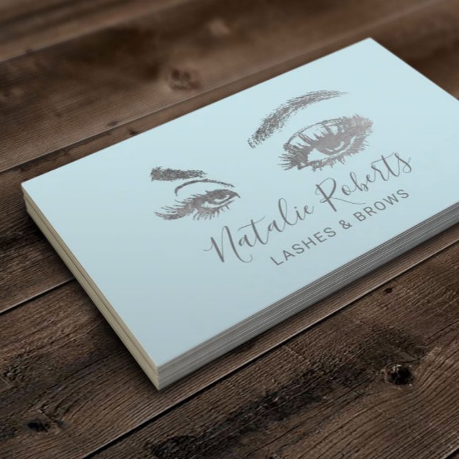 Carte De Visite Lashes Eyelash Maquillage Artiste Mint Blue Salon (Créateur téléchargé)