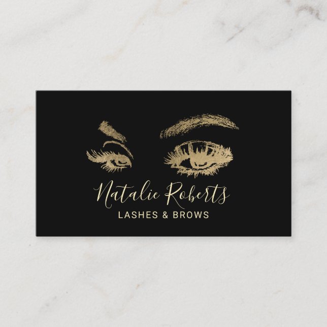 Carte De Visite Lashes Eyelash maquillage Artiste moderne Noir & O (Devant)