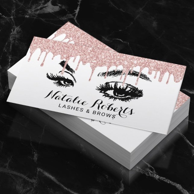 Carte De Visite Lashes Eyelash maquillage Artiste Rose Gold Drives (Créateur téléchargé)
