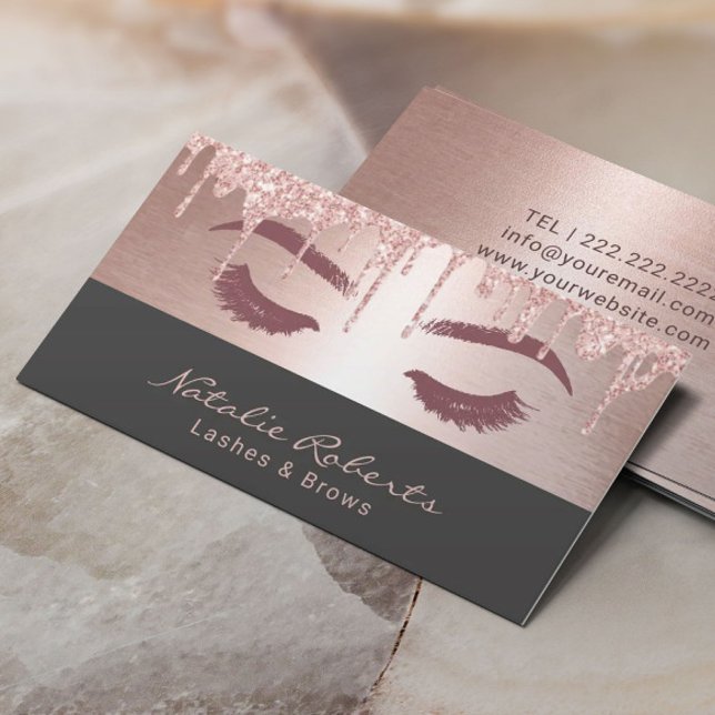 Carte De Visite Lashes Eyelash maquillage Artiste Rose Gold Drives (Créateur téléchargé)