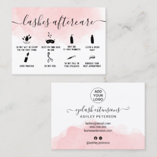 Carte De Visite lashes illustrations de post-soins rose aquarelle