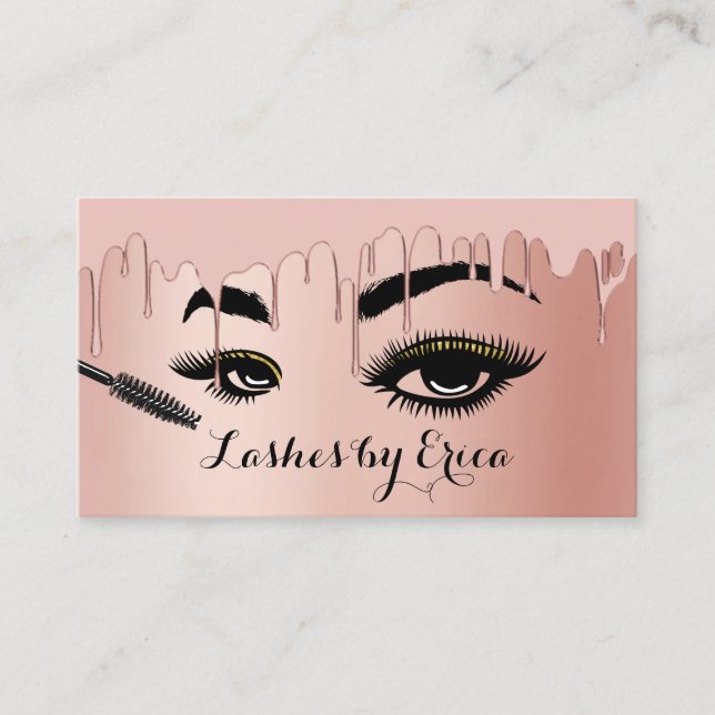Carte De Visite Lashes Makeup Artist Rose Gold Foil Beauty Salon (Devant)