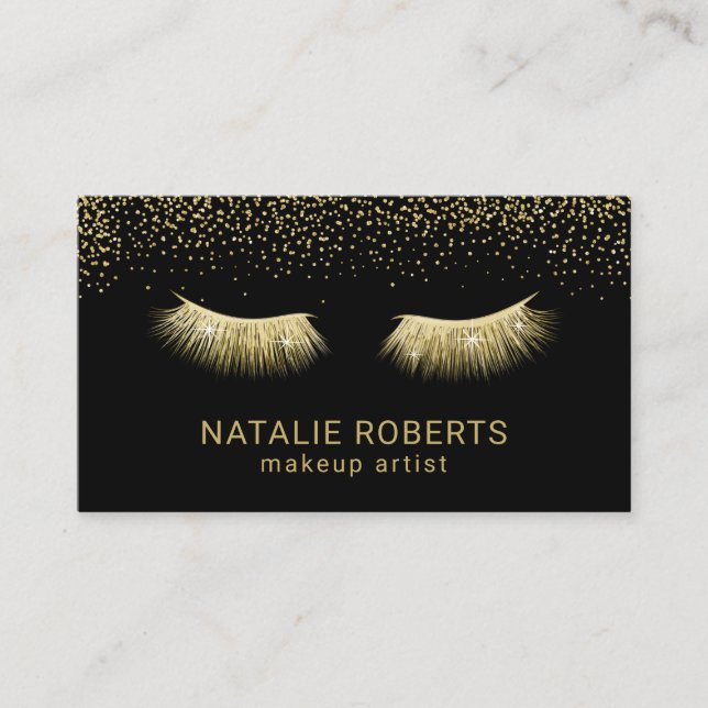 Carte De Visite Lashes Maquillage Artiste Chic Gold Eyelash Extens (Devant)