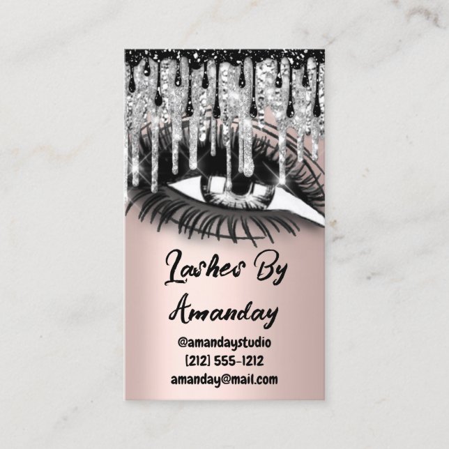 Carte De Visite Lashes maquillage Artiste Drives Rose QR Code Logo (Devant)