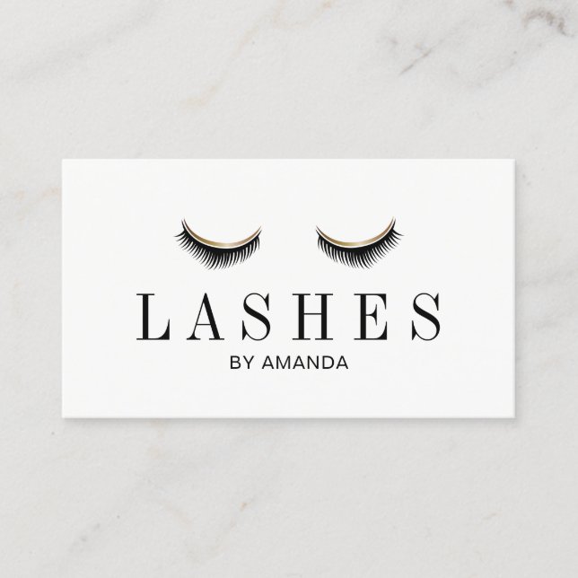 Carte De Visite Lashes Maquillage Artiste Moderne Or Extension Eye (Devant)