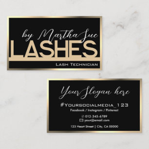 Carte De Visite Lashes Modèle Black Gold Golden Ombre Beauté