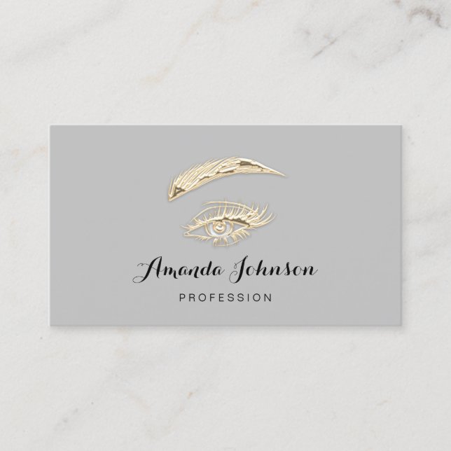 Carte De Visite Lashes professionnels Brosses logo maquillage Gold (Devant)