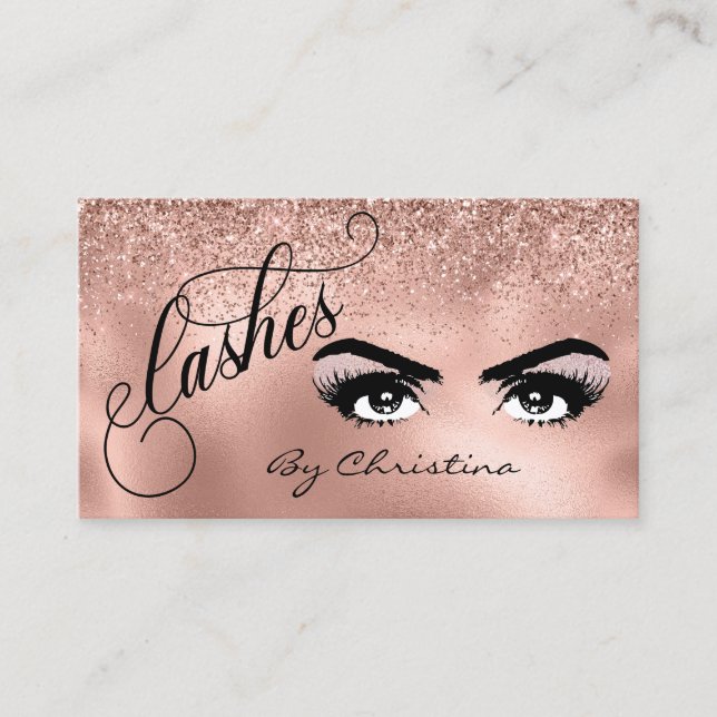Carte De Visite Lashes Rose manuscrit Gold Eyelash Eyes (Devant)