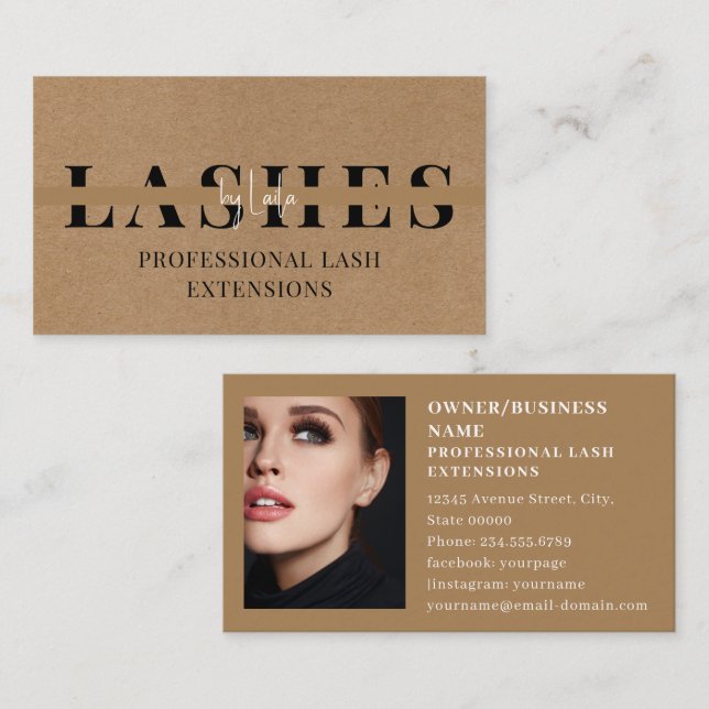 Carte De Visite Lashes/Salon Eyelash Photo Luxe (Devant / Derrière)