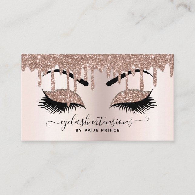 Carte De Visite  Lashist de maquillage de Parties scintillant rose (Devant)