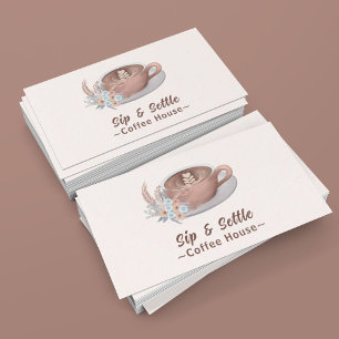 Carte De Visite Latte Boho Avec Fleurs Personnalisées